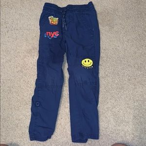 Blue cargo style pants